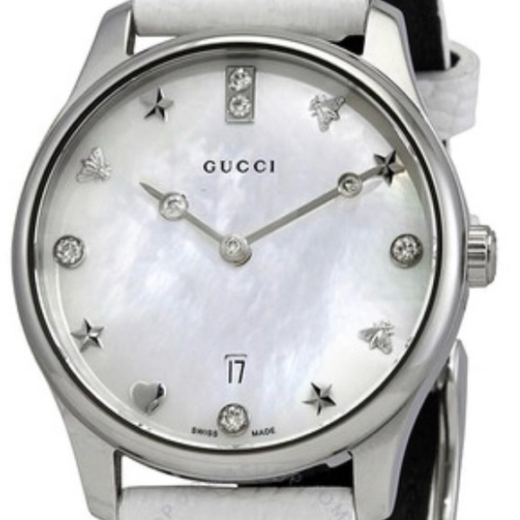 GUCCI G-Timeless Mother of Pearl Diamond Quartz Dial Ladies Watch-NEW! - Picture 2 of 7